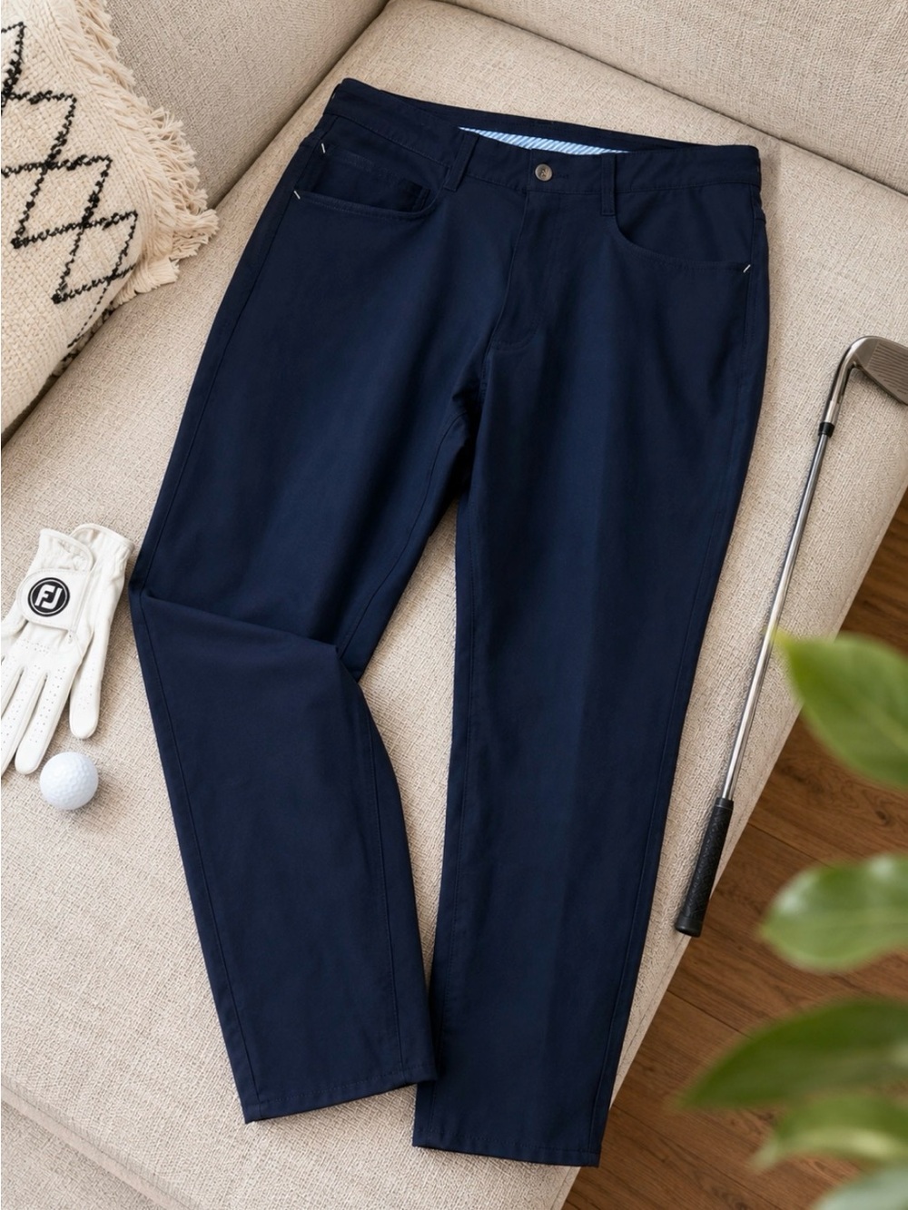 Footjoy Navy Blue Athletic Fit Golf Pants 5 Pocket Performance Golf Pants 32x32